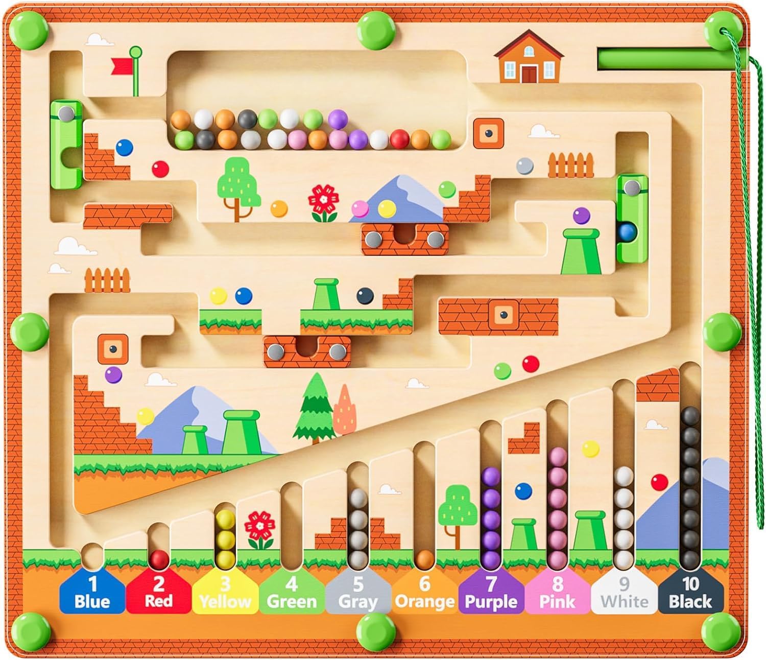 Labirinto Magnetico Montessori In Legno | Gioco Numeri E Colori Per Bambini 3-6 Anni | Tema Oceano